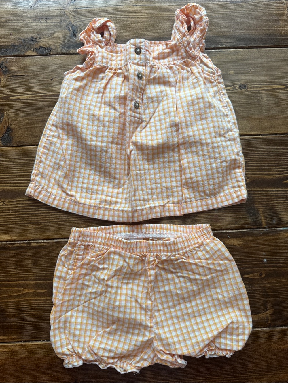 Carter's Orange Gingham Tank Top & Shorts Set